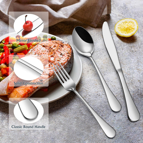 E-far 8-inch dinner spoons with smooth mirror finish for easy cleaning