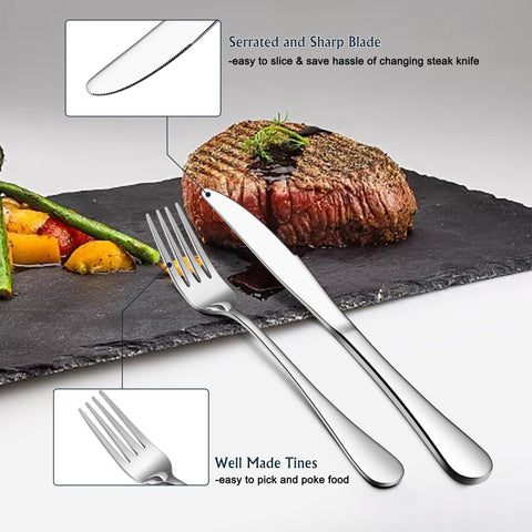 E-far 9-inch dinner knives with sturdy blades and ergonomic grip