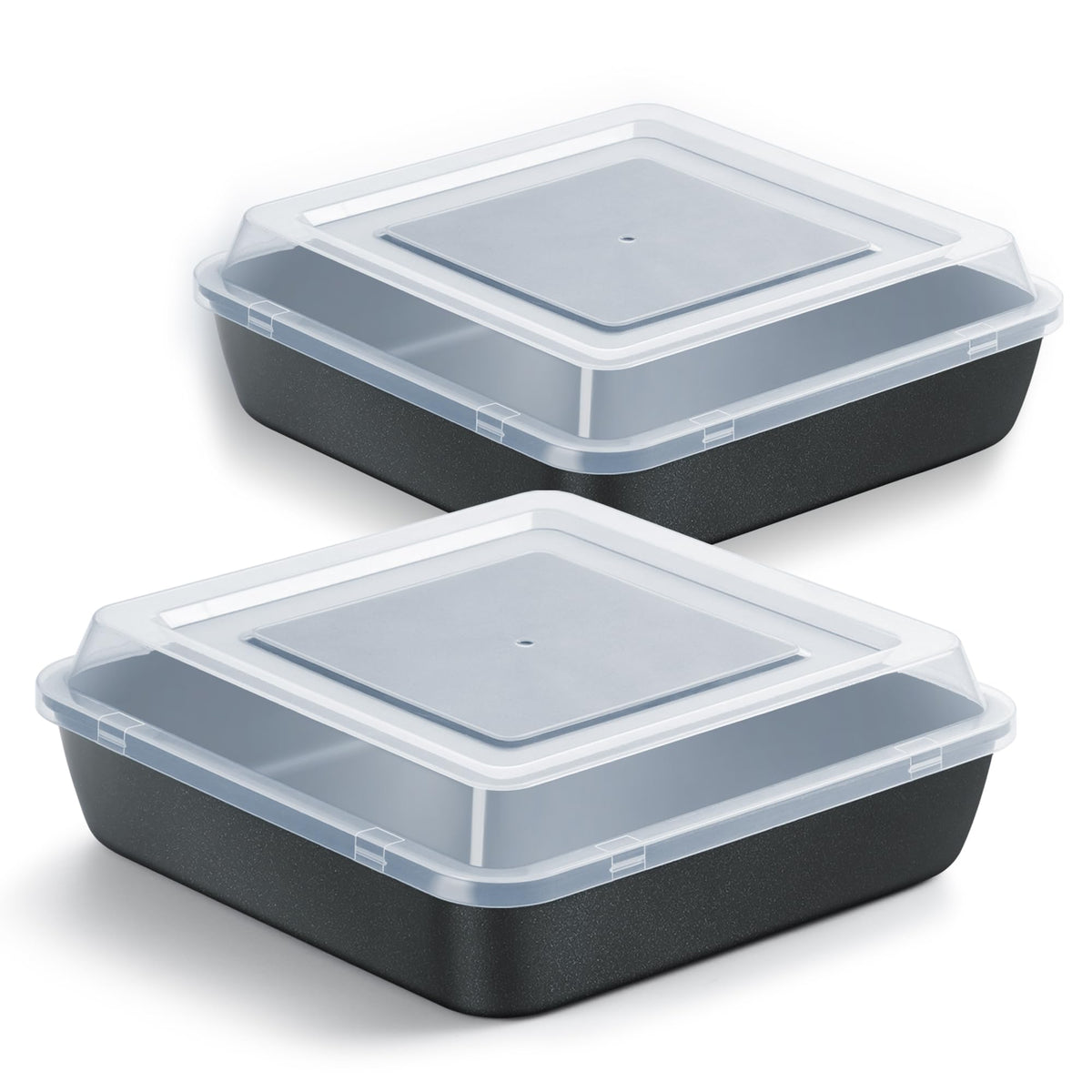 E-far 9x9 square pan with lid for versatile baking and storage.