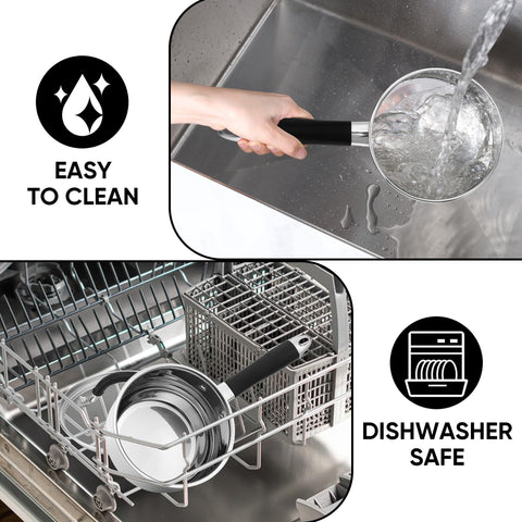 E-far all-cooktops compatible saucepan adapts to gas, electric, glass, ceramic.