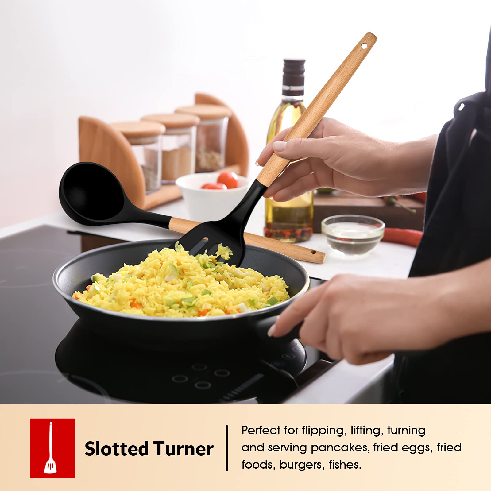 E-far slotted Turner protects non-stick cookware while flipping
