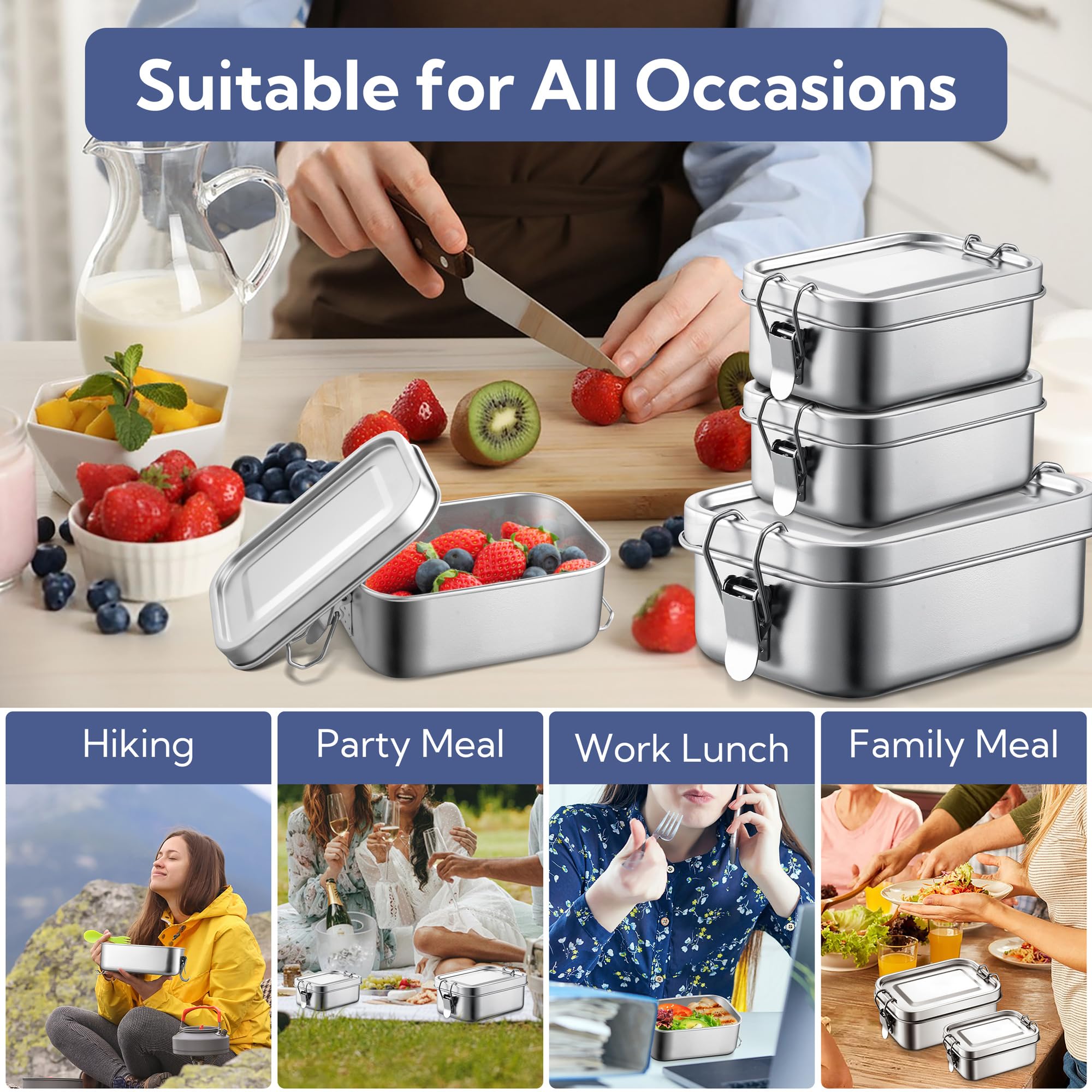 E-far dishwasher-safe bento box for easy cleaning.