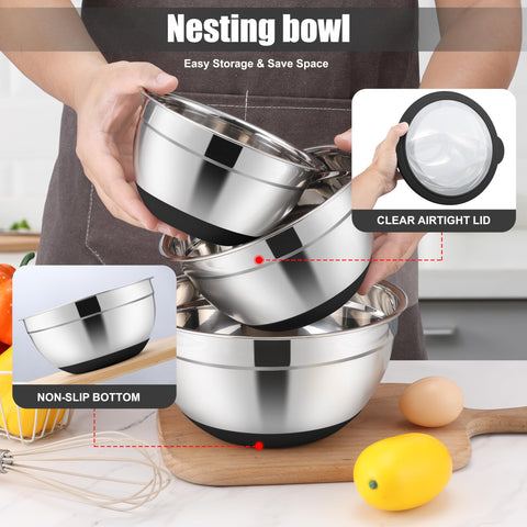E-far durable stainless steel bowls resist rust for long-term kitchen use