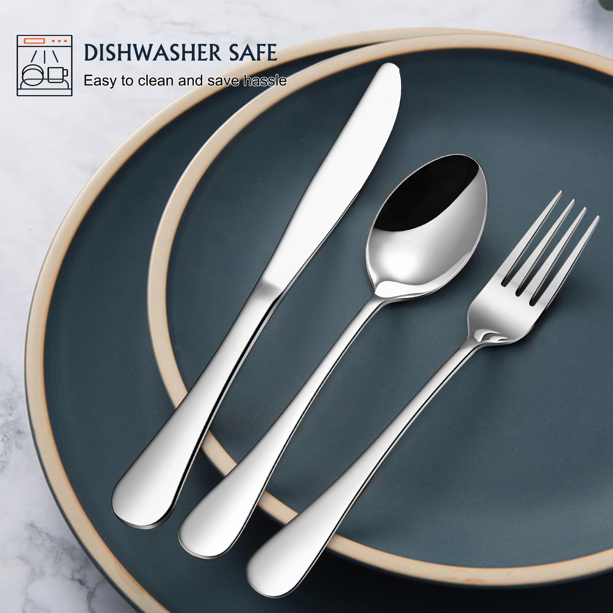E-far flatware with ergonomic handles for comfortable, balanced dining