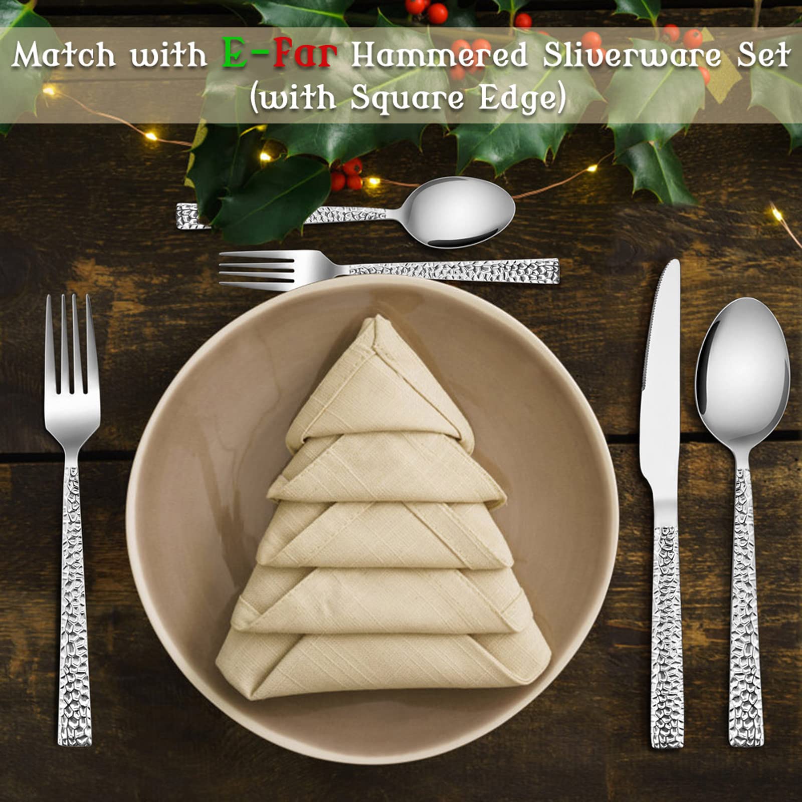 E-far square-edged dinner spoons suit modern dinnerware for upgraded dining
