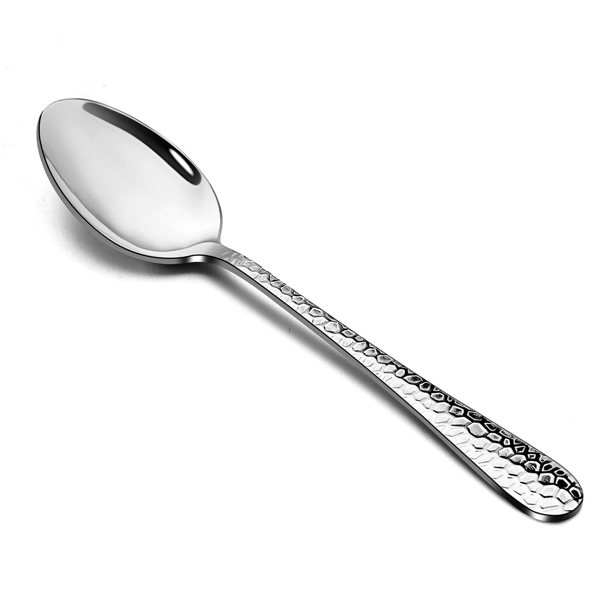 E-far hammered-dinner-spoons 12pc set with mirror shine for everyday meals