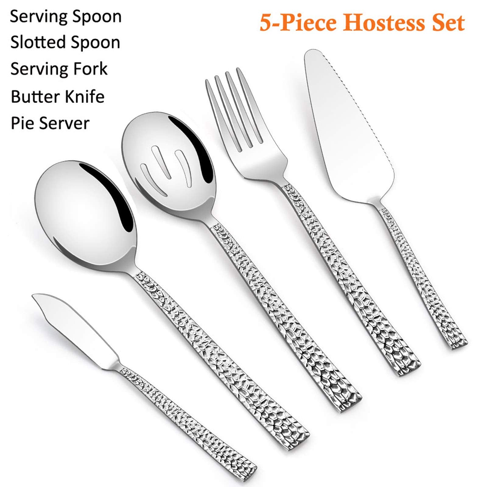 E-far hammered serving utensils spoon for smooth serving and elegant table presentation.