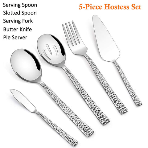 E-far hammered serving utensils spoon for smooth serving and elegant table presentation.