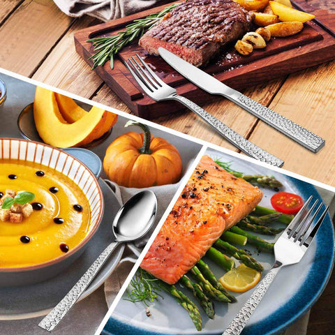 E-far dishwasher-safe silverware on table, easy maintenance after meals