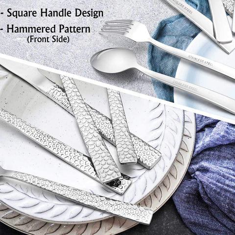 E-far hammered silverware set teaspoons shown for comfortable grip