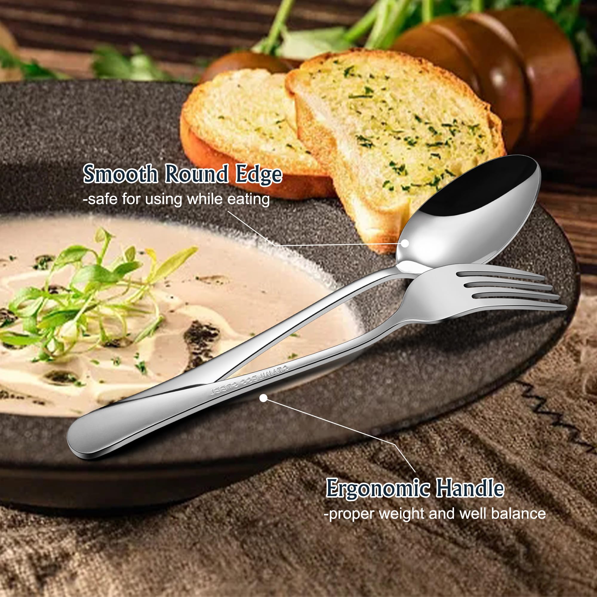 E-far flatware with mirror finish enhances table aesthetics and easy cleaning