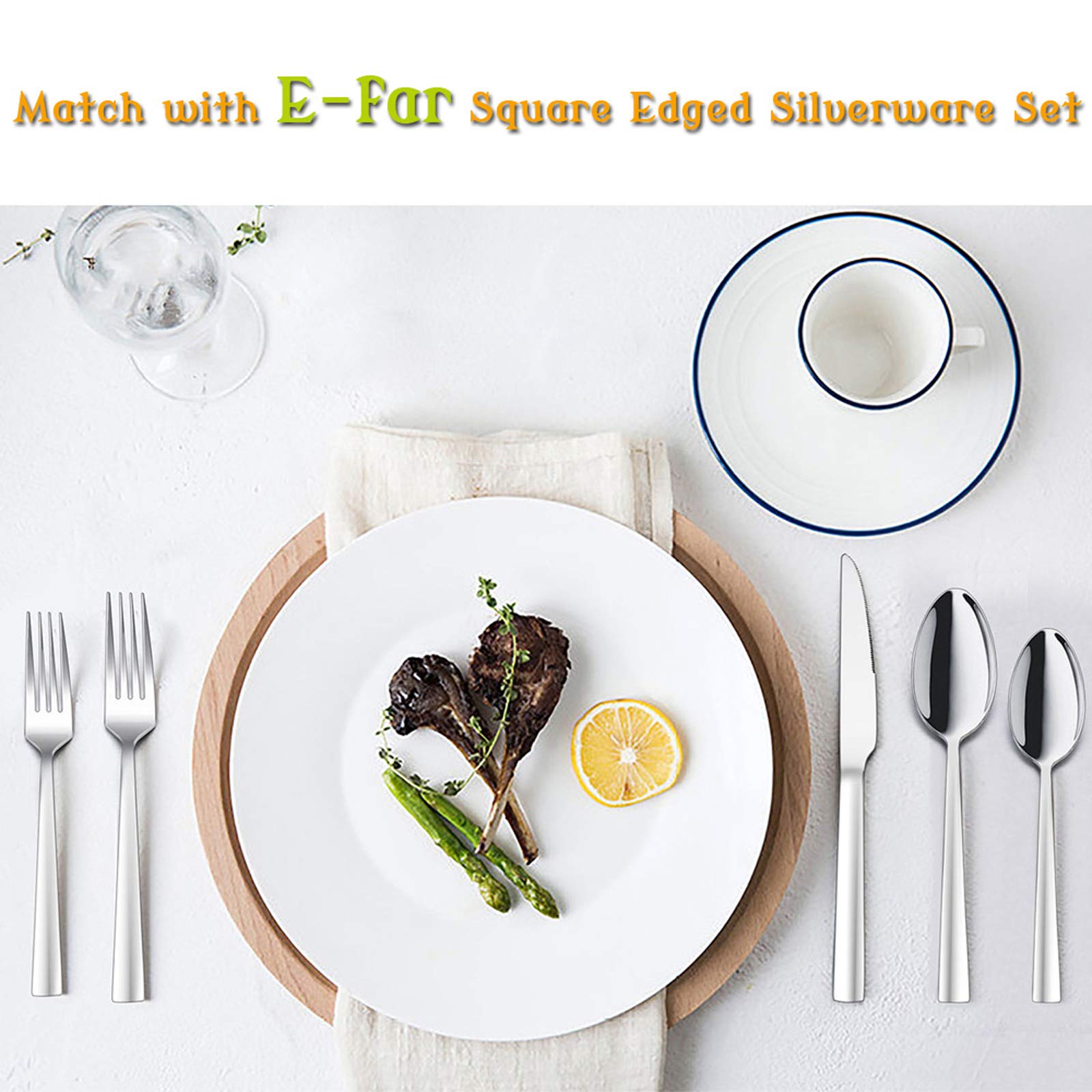 E-far mirror-finish spoons elevate home or restaurant dining.