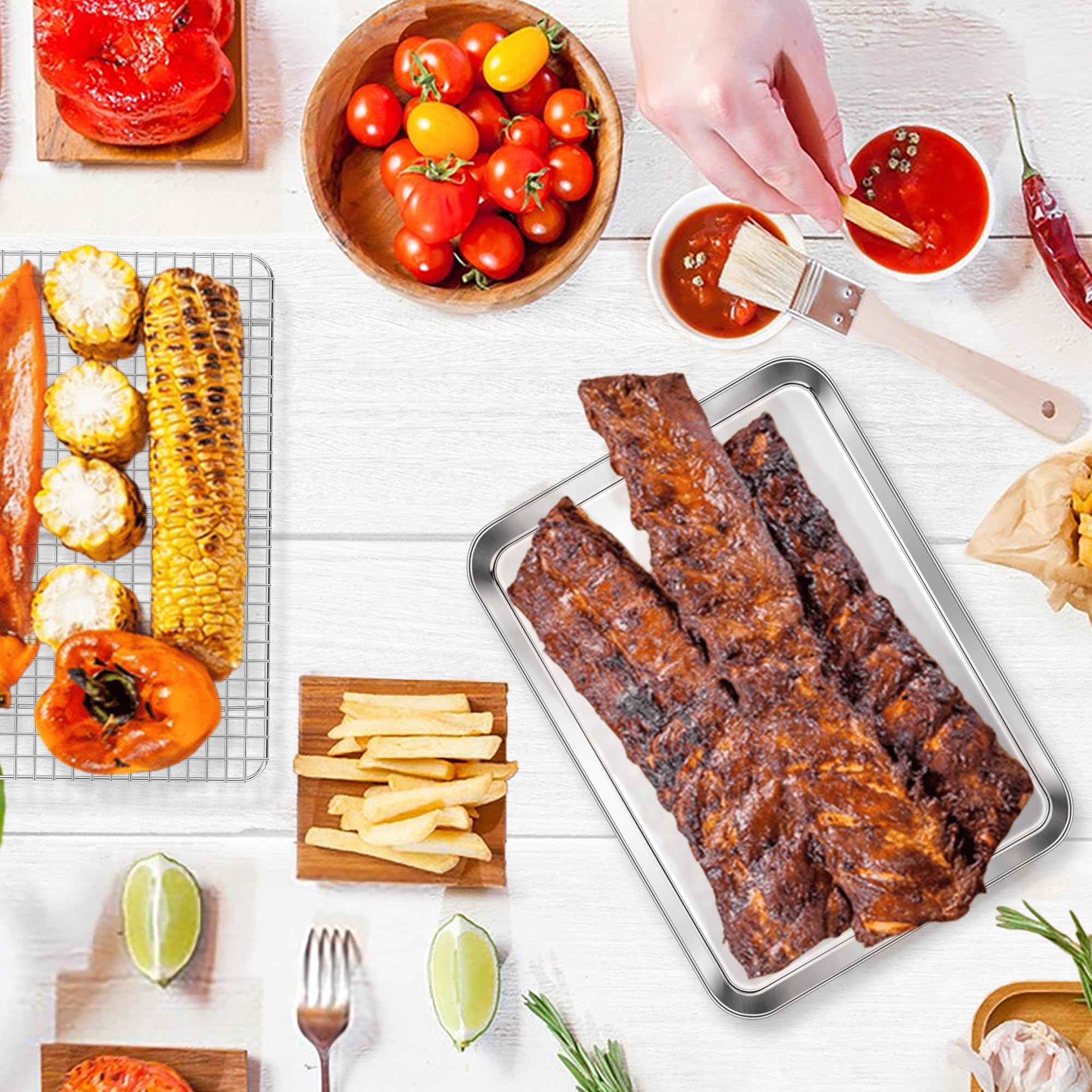 E-far versatile outdoor tray for barbecue and grilling prep.