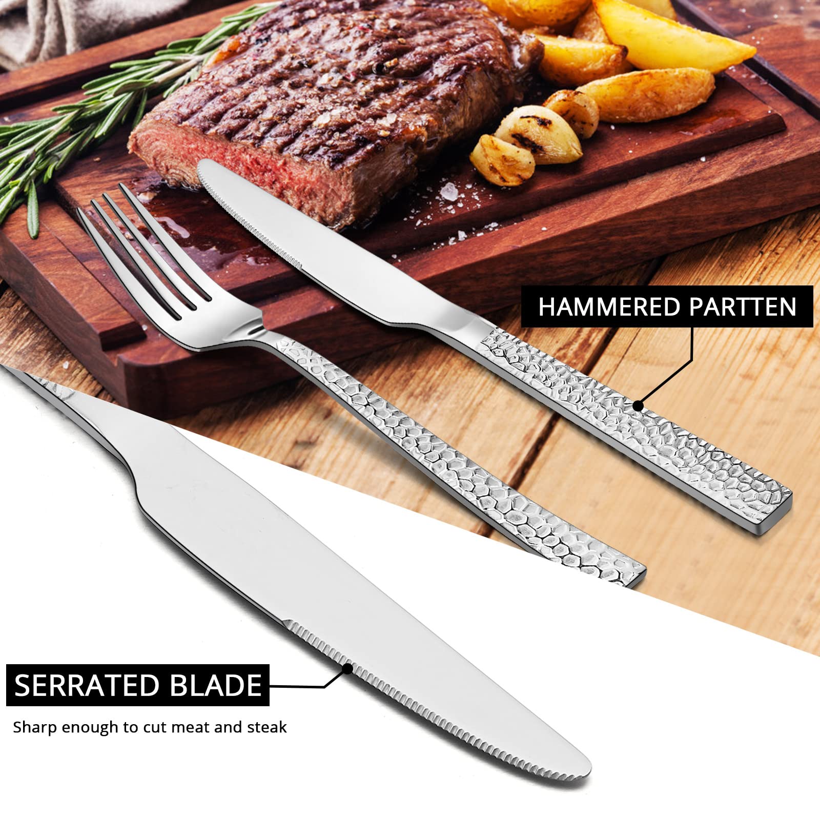 E-far one-piece seamless design dinner knife easy cleaning and longevity