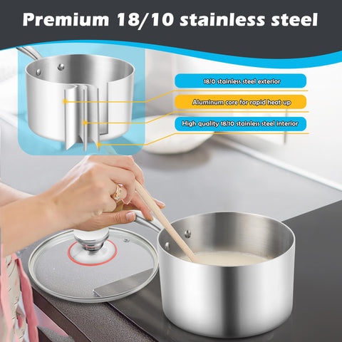 E-far riveted ergonomic handle ensures a secure grip while cooking.