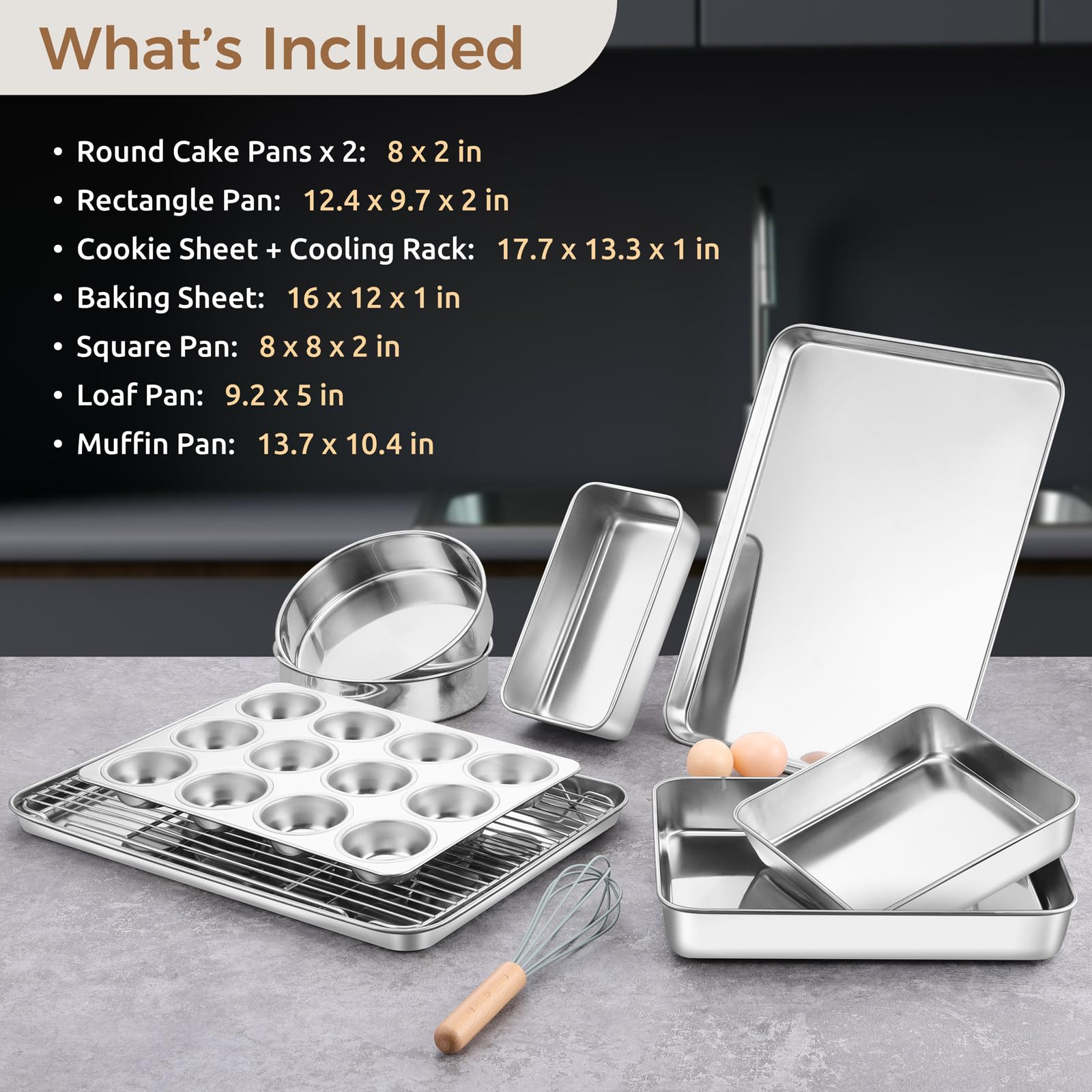 E-far 8-inch round cake pans for even layer baking.