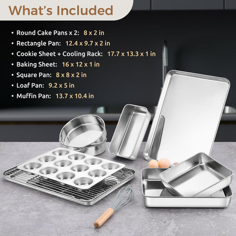 E-far 8-inch round cake pans for even layer baking.
