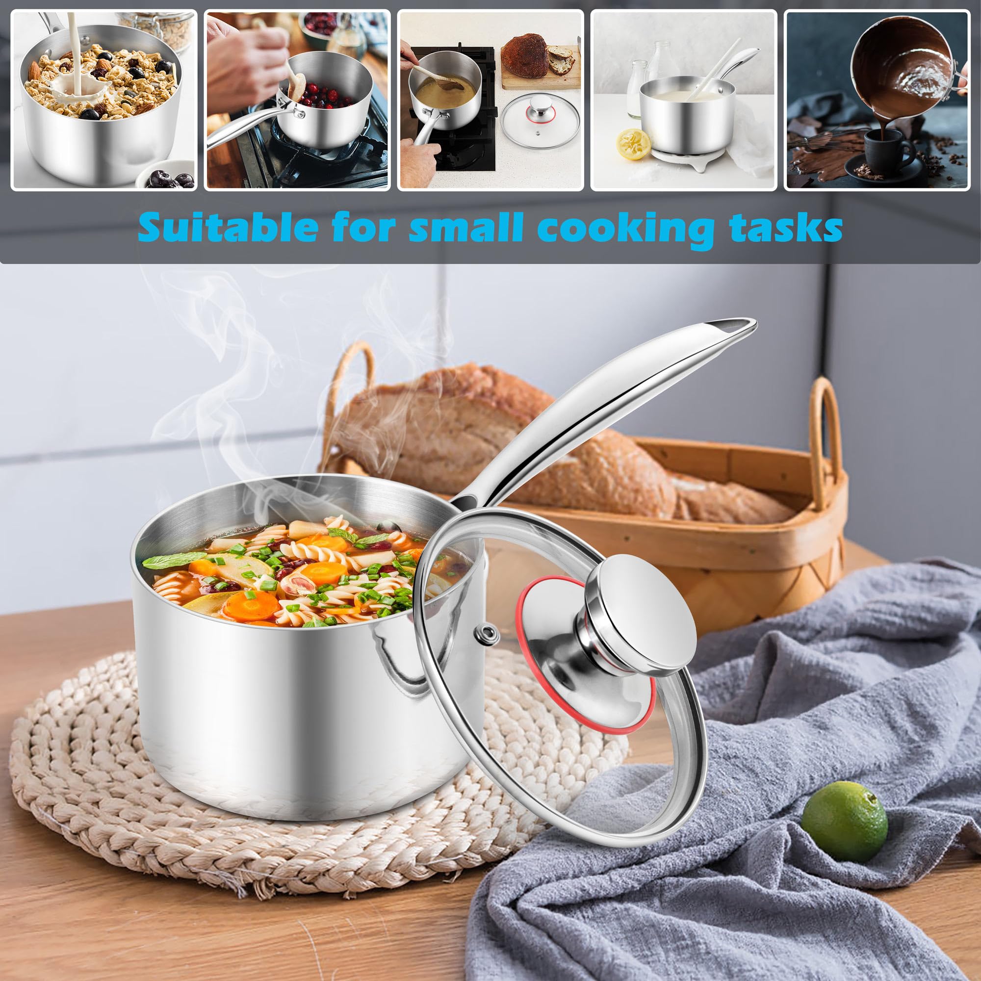 E-far small-batch saucepan ideal for sauces, reheating, and melting.
