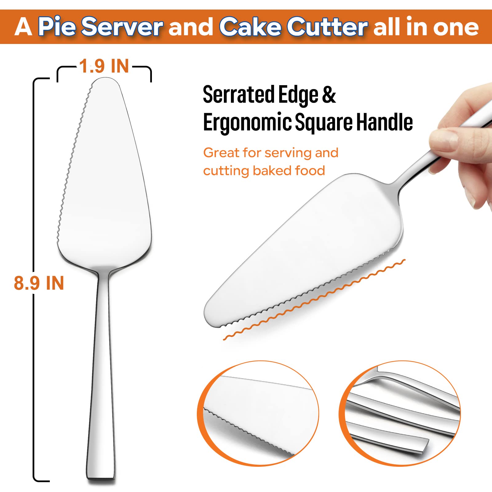 E-far serrated-edge cake server for clean cuts