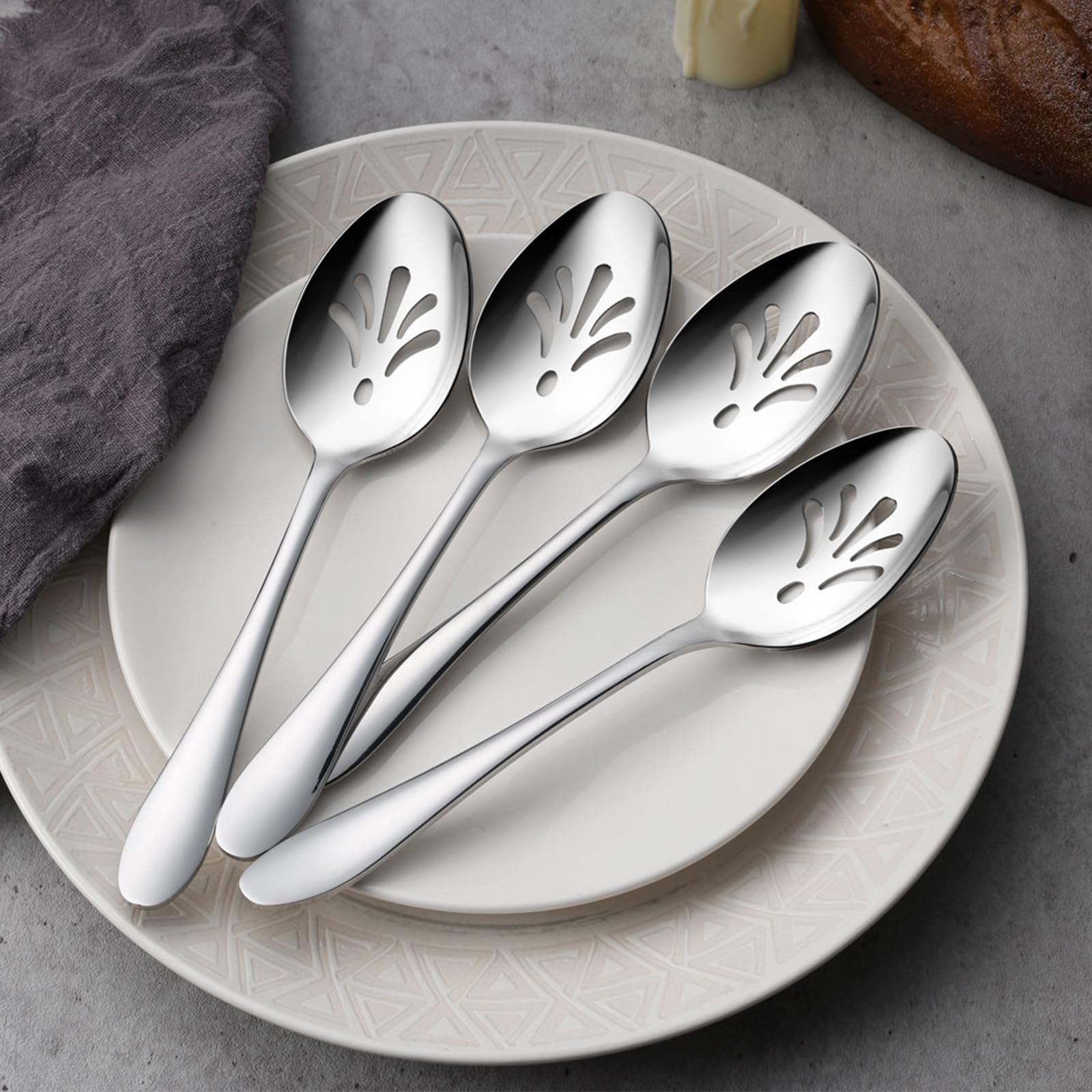 E-far 8.5 inch serving spoons in action for casseroles and salads