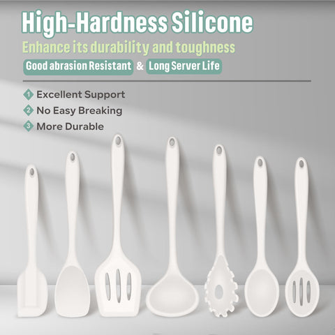 E-far silicone ladle for soups, safe on coated cookware.