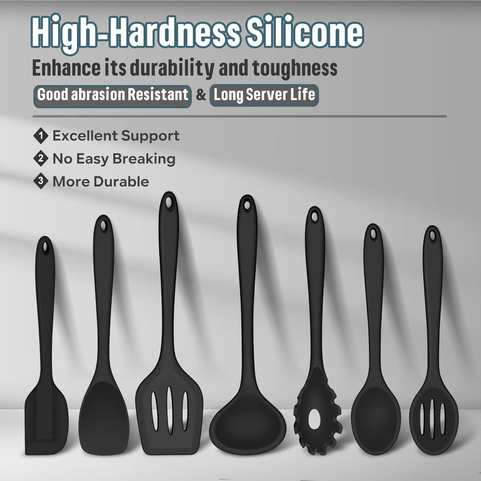 E-far silicone ladle in black, ideal for soups and sauces