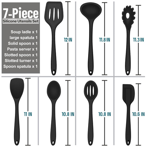 E-far solid spoon in black, sturdy for stirring and serving