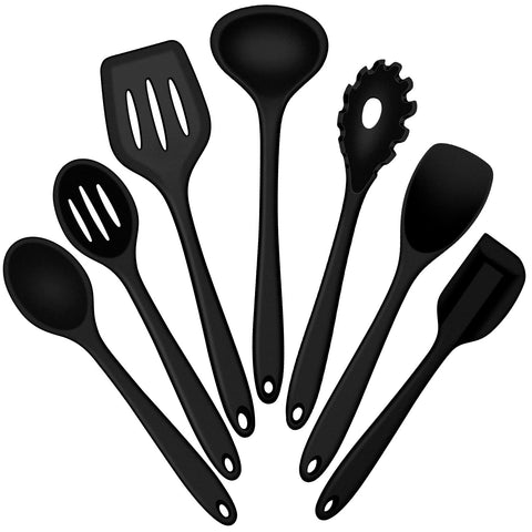 E-far silicone spatula in black, heat resistant up to 450°F for safe nonstick cooking