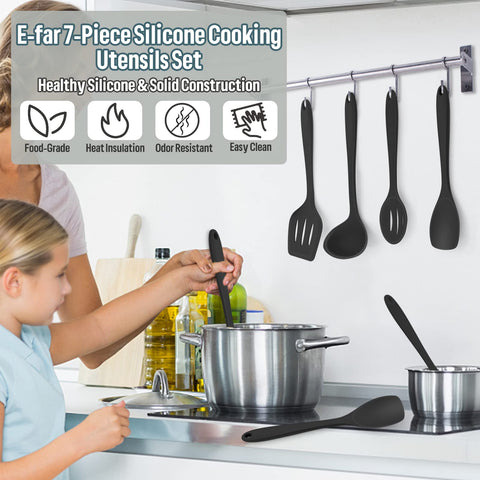 E-far spoon-spatula in black, all-in-one tool for cooking tasks