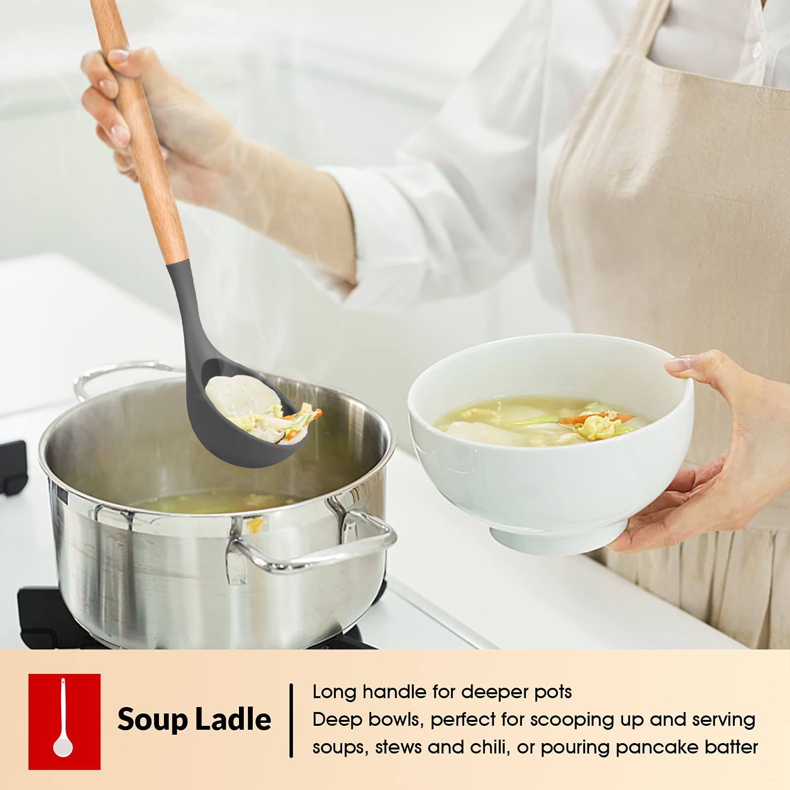 E-far slotted Turner gray silicone head glides under food.
