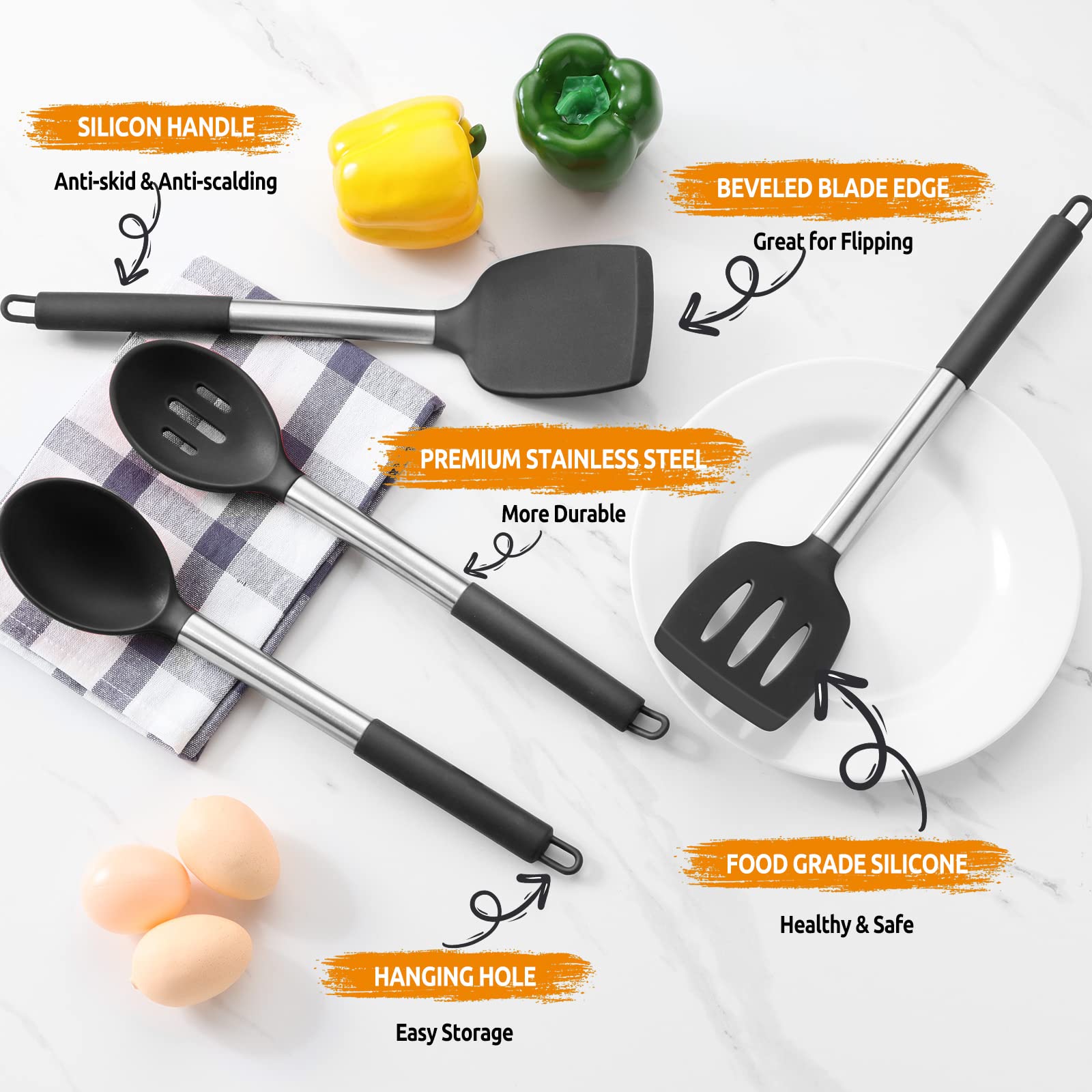 E-far slotted Turner designed to flip delicate foods on non-stick pans