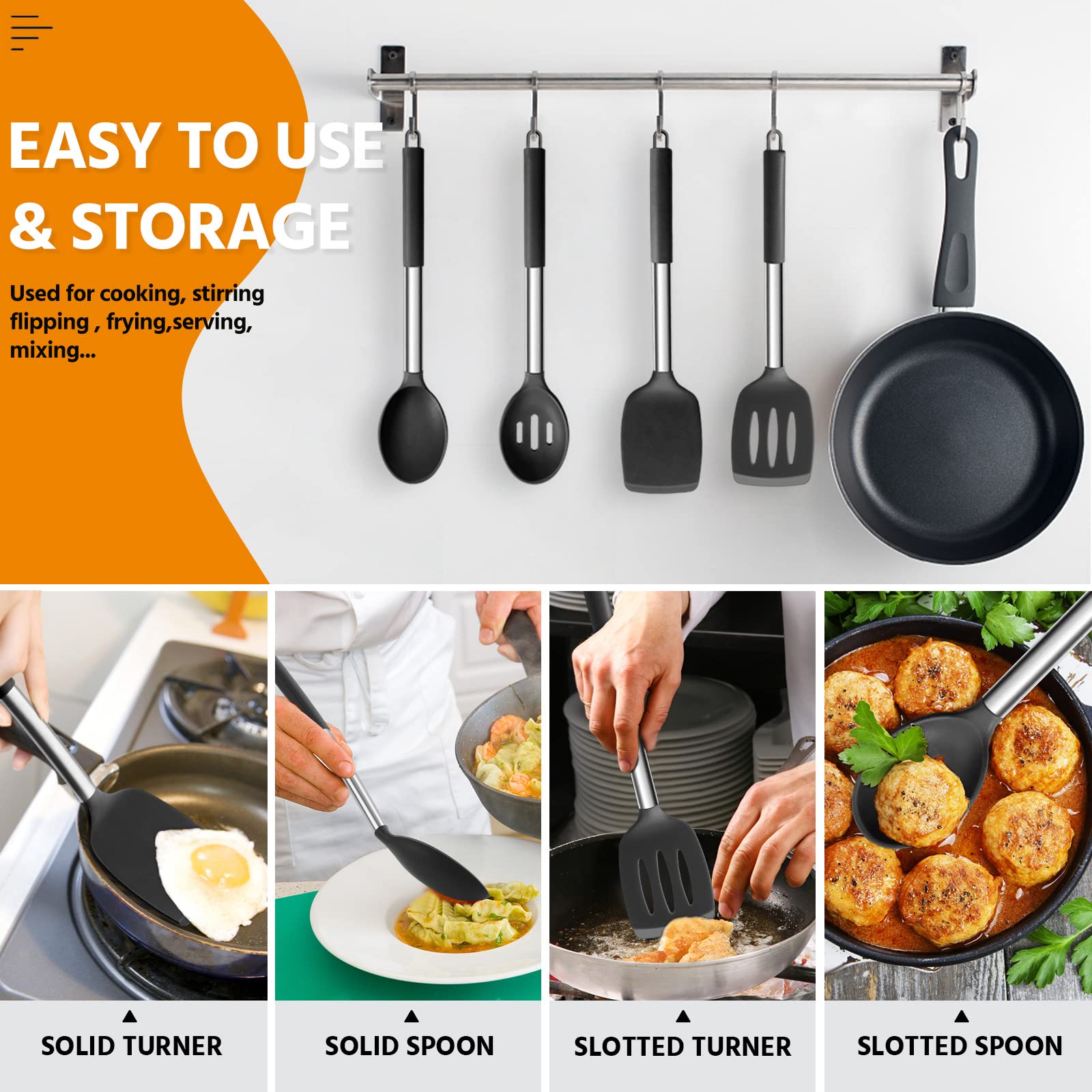 E-far solid Turner with ergonomic handle for stirring and serving