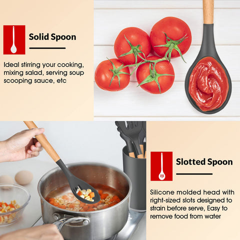 E-far spatula with gray silicone head versatile for cooking.
