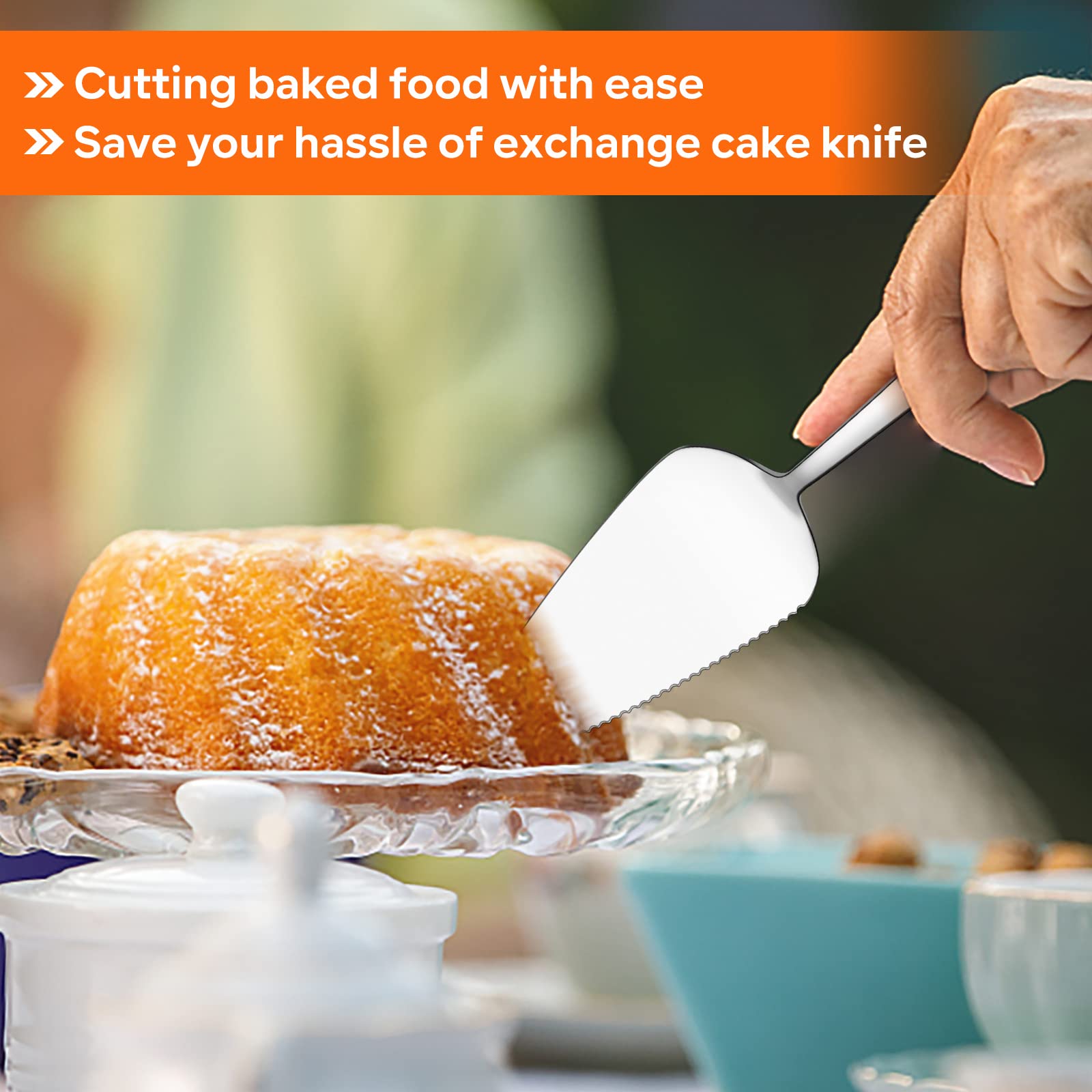 E-far square-handle design for comfortable, balanced serving