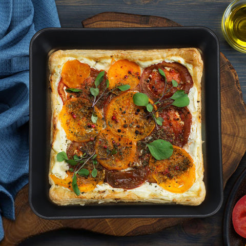 E-far stackable pans with lids save cabinet space.