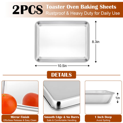E-far stainless steel baking sheet, oven safe up to 450°F for even browning.
