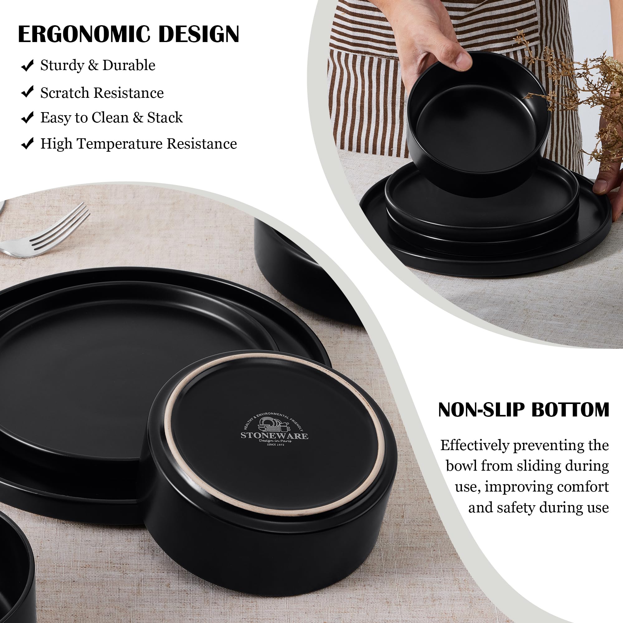 E-far 12-piece set stacks neatly, saving cabinet space.