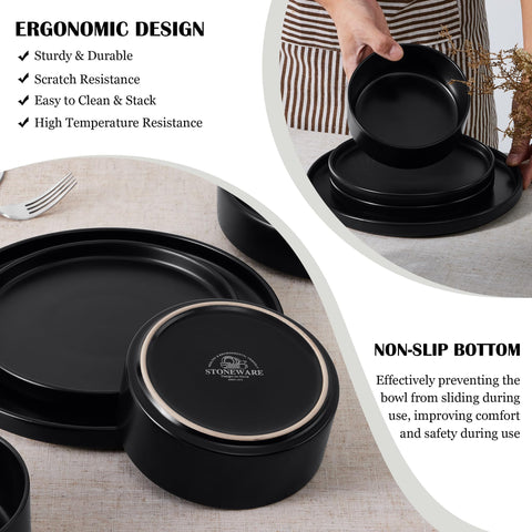 E-far 12-piece set stacks neatly, saving cabinet space.