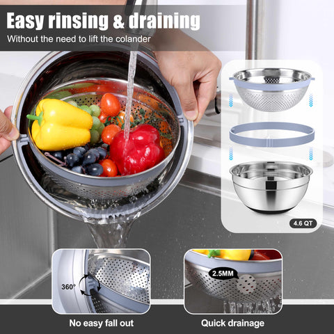 E-far features three graters with removable inserts for versatile prep