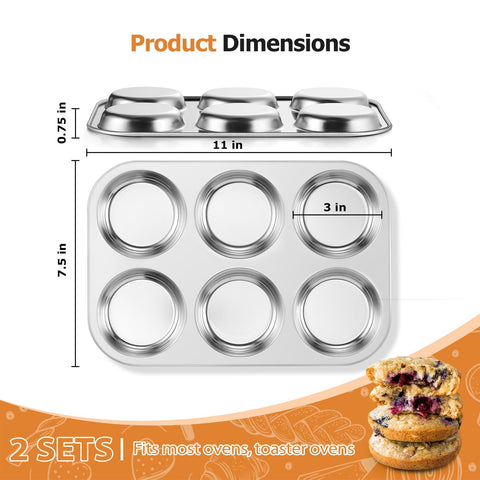 E-far muffin top pan 6-cavity design shapes round bakes for burgers and buns.