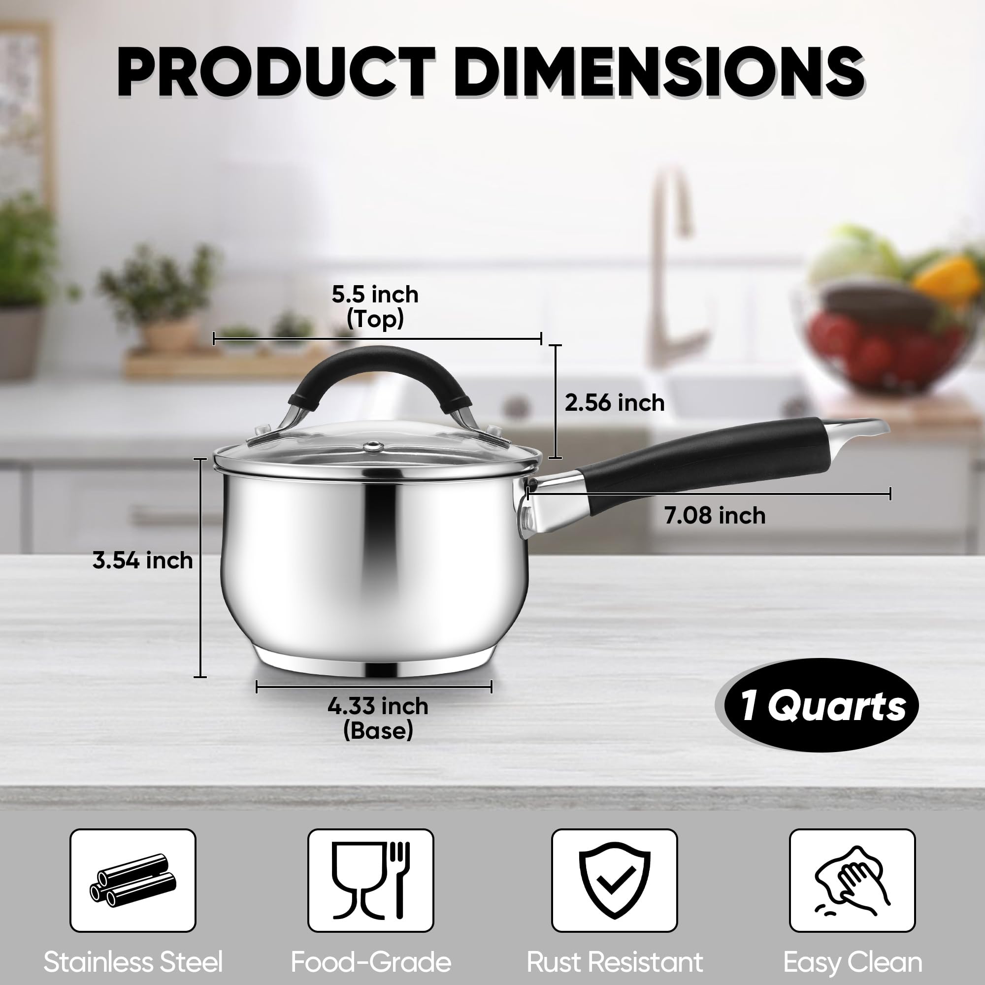 E-far tri-ply base saucepan delivers even heat for eggs, sauces, and reheats.