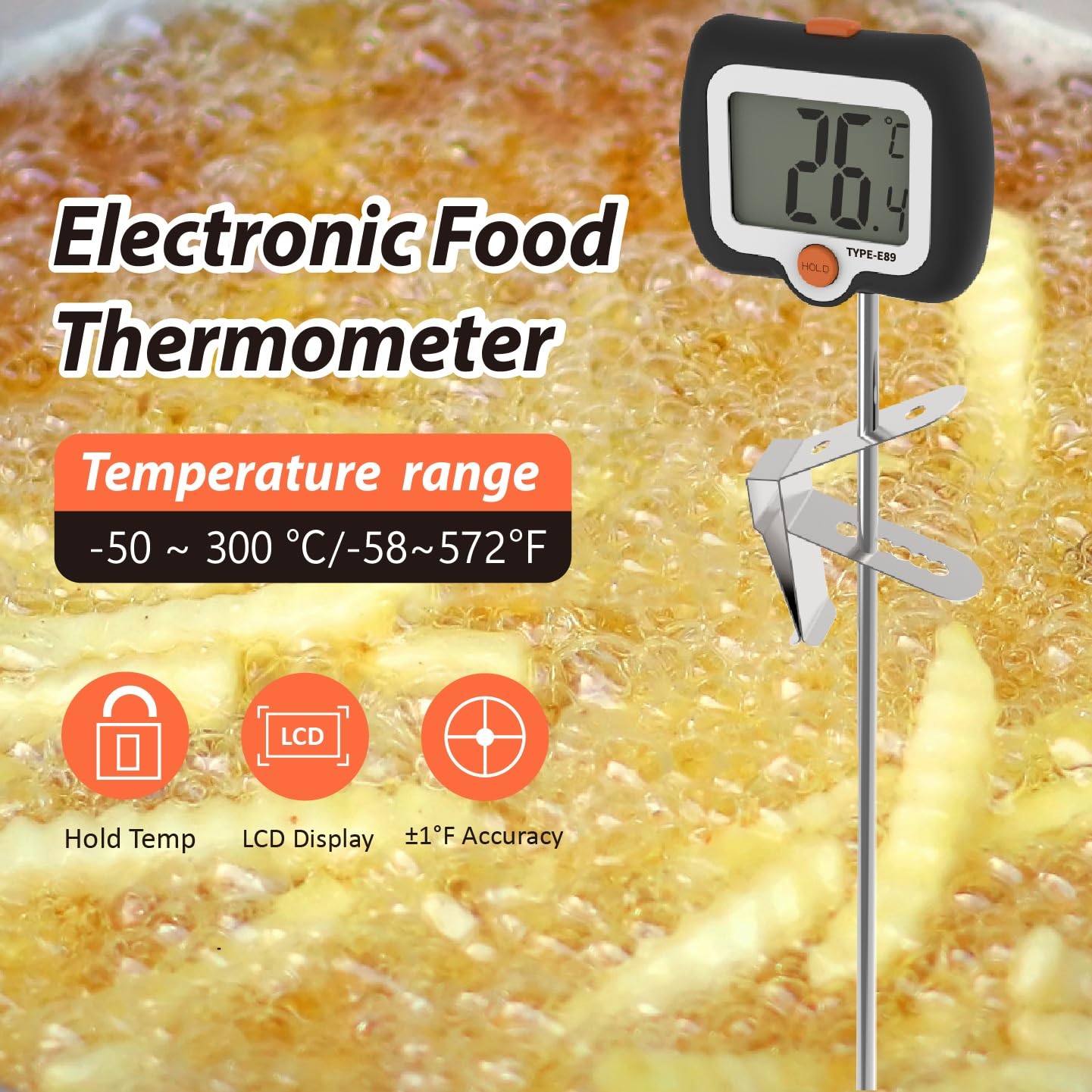 efengcook candy thermometer with pot clip keeps hands free during cooking
