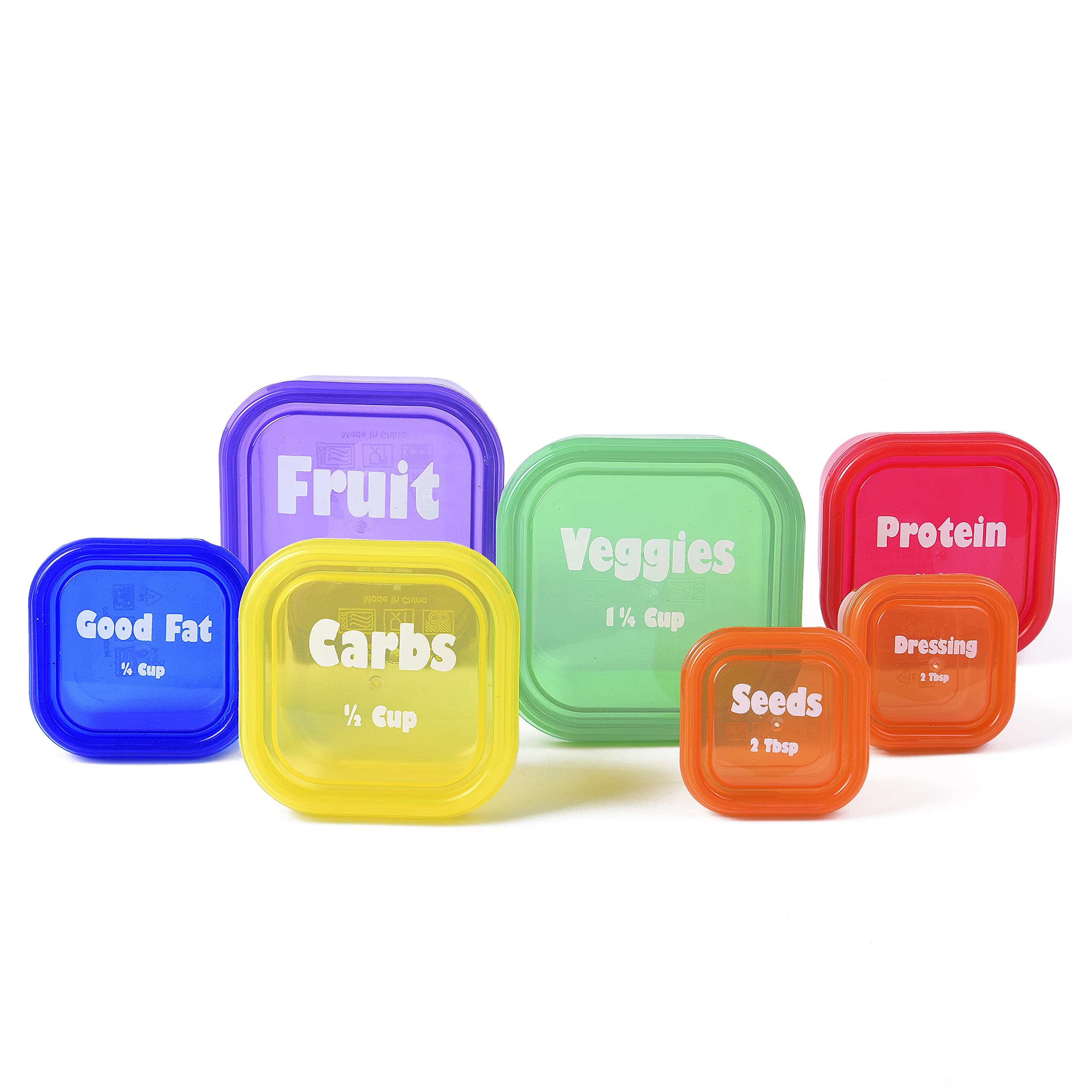Efficient Nutrition stackable containers save fridge space.
