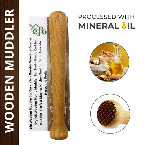 EFO muddler cleaning ready, hand wash keeps wood quality