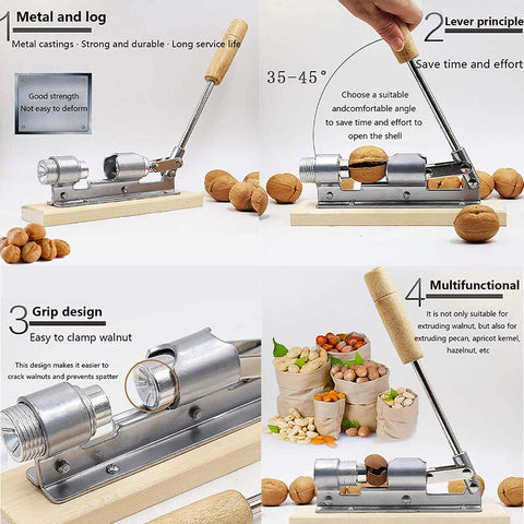 EGETOTA Nutcracker works with pecans, walnuts, hazelnuts, almonds, and chestnuts