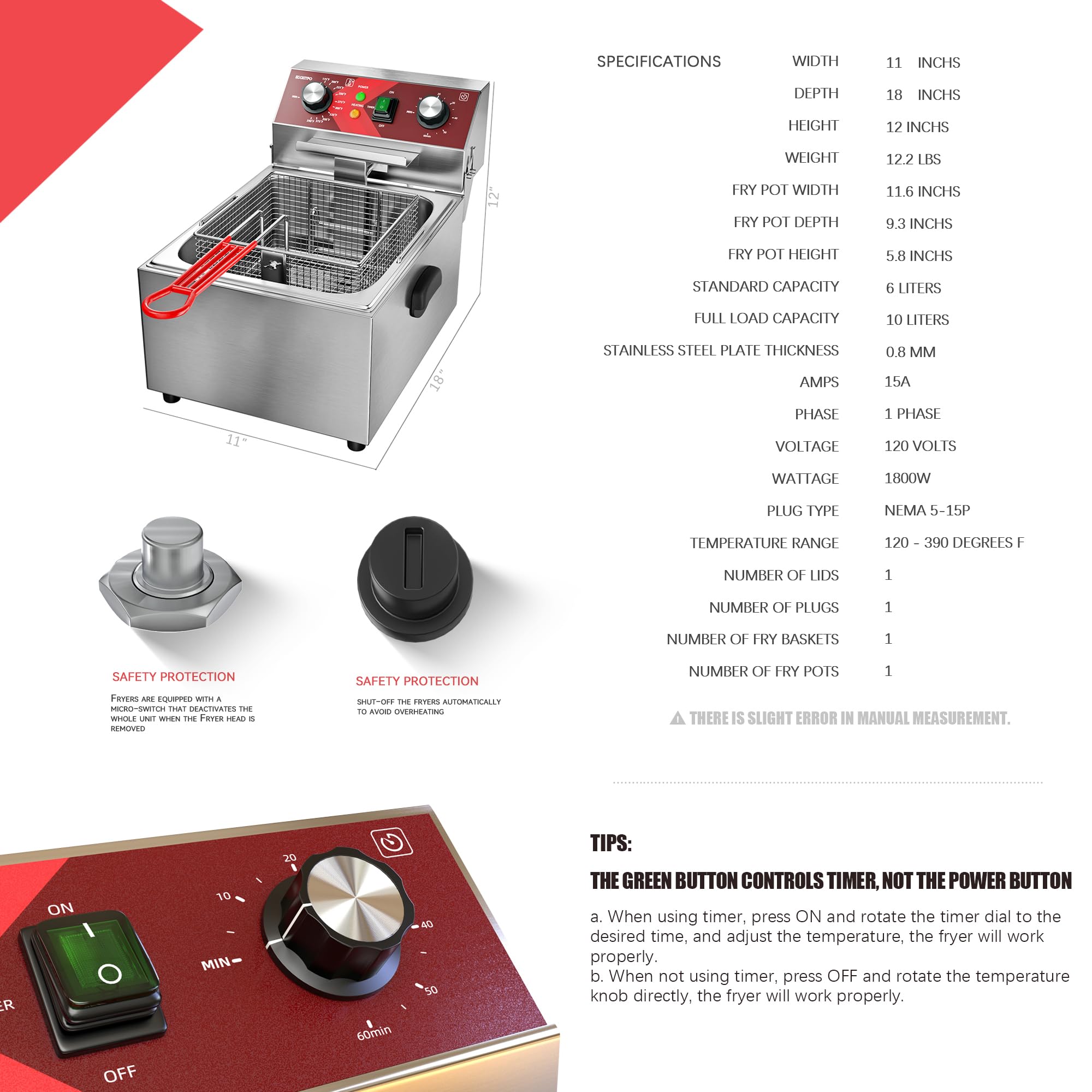 EGGKITPO deep fryer basket with cool-touch handle for safe handling