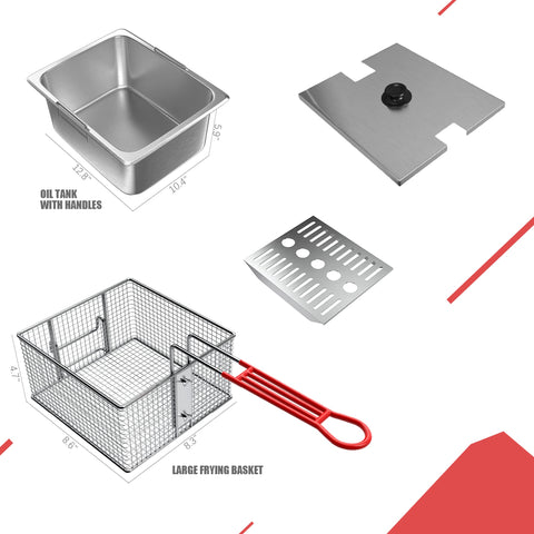 EGGKITPO deep fryer lid and front drain hook for quick oil draining
