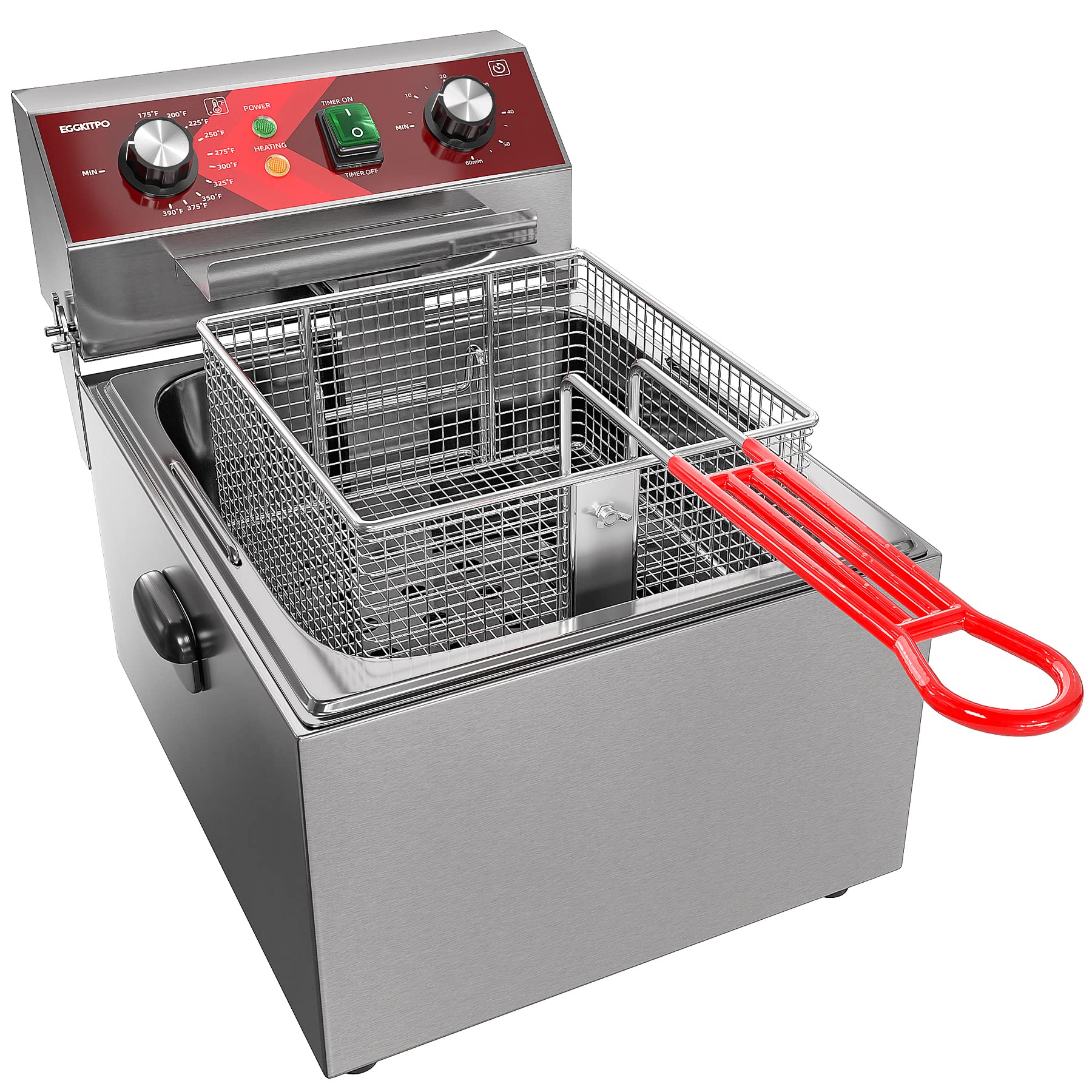 EGGKITPO electric deep fryer 10L tank for fast, even frying