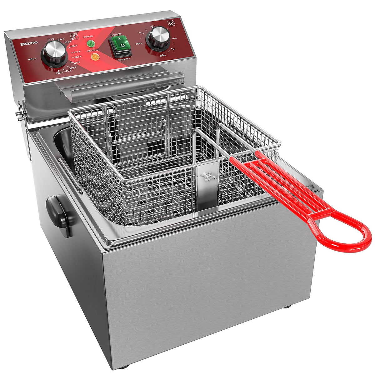 EGGKITPO electric deep fryer 10L tank for fast, even frying