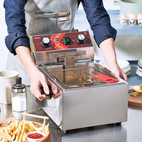 EGGKITPO stainless steel compact counter fryer for durable daily use